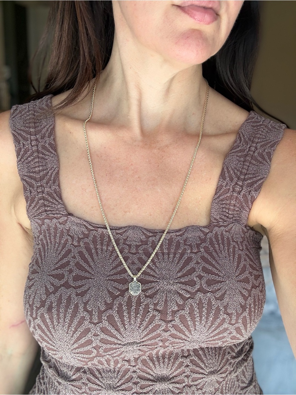 Kendra Scott Gold Chain Necklace with Silver Drusy Pendant